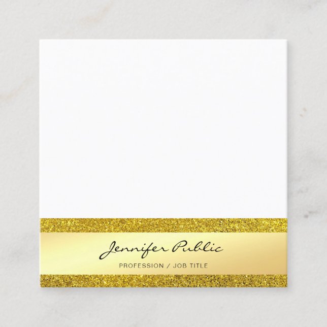 Carte De Visite Carré Classy Gold Parties scintillant Moderne Élégant Pr (Devant)