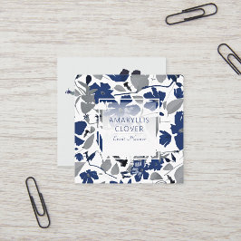 Carte De Visite Carré Clematis Flower Blue Grey Vine