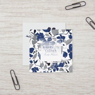 Carte De Visite Carré Clematis Flower Blue Grey Vine