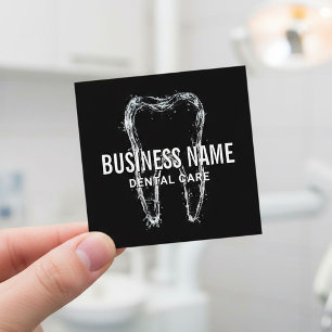 Carte De Visite Carré Clinique dentaire Dentist Clean Tooth Black