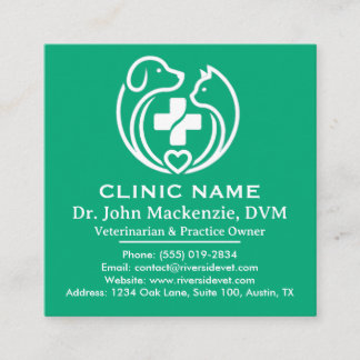 Carte De Visite Carré Clinique vétérinaire minimaliste Soins pour animau