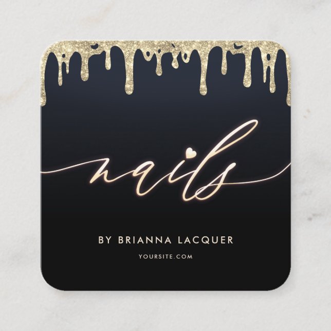 Carte De Visite Carré Clou Beauté Salon Nails Art Manicure Gold Dridge (Devant)