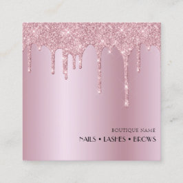 Carte De Visite Carré Clous de maquillage en Parties scintillant rose pâ