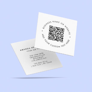 Carte De Visite Carré Code QR à balayage noir et blanc professionnel
