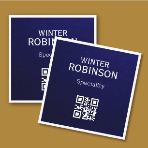 Carte De Visite Carré Code QR chic minimaliste de minuit bleu profession