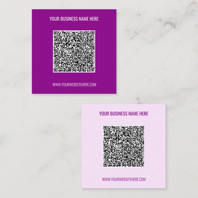Carte De Visite Carré Code QR Création de texte personnalisé Votre propr (Devant / Derrière)
