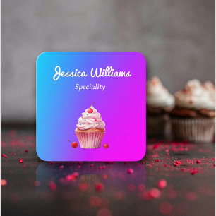 Carte De Visite Carré Code QR Cupcake Baker boulangerie chef léger dégra