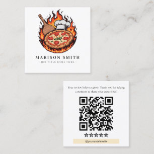Carte De Visite Carré Code QR de critique de restaurant de pizza