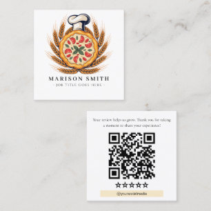 Carte De Visite Carré Code QR de critique de restaurant de pizza