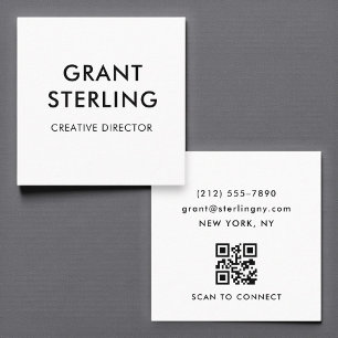 Carte De Visite Carré Code QR de typographie minimaliste moderne