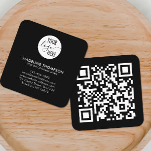 Carte De Visite Carré Code QR du logo de l'entreprise Black Generic prof