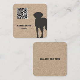 Carte De Visite Carré Code QR du marcheur de chien