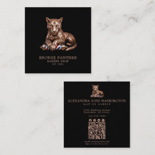 Carte De Visite Carré Code QR du salon de coiffure Barber Rose Gold Pant
