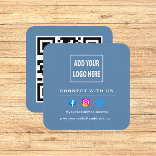 Carte De Visite Carré Code QR Dusty Blue Suivez le scan pour vous connec