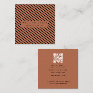 Carte De Visite Carré Code QR en terre cuite noire moderne Abstrait