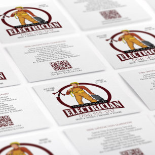 Carte De Visite Carré Code QR Entrepreneur d'éclairage électricien moder