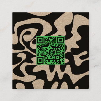 Carte De Visite Carré Code QR Kelly Green Rétro Gribouillis Kraft