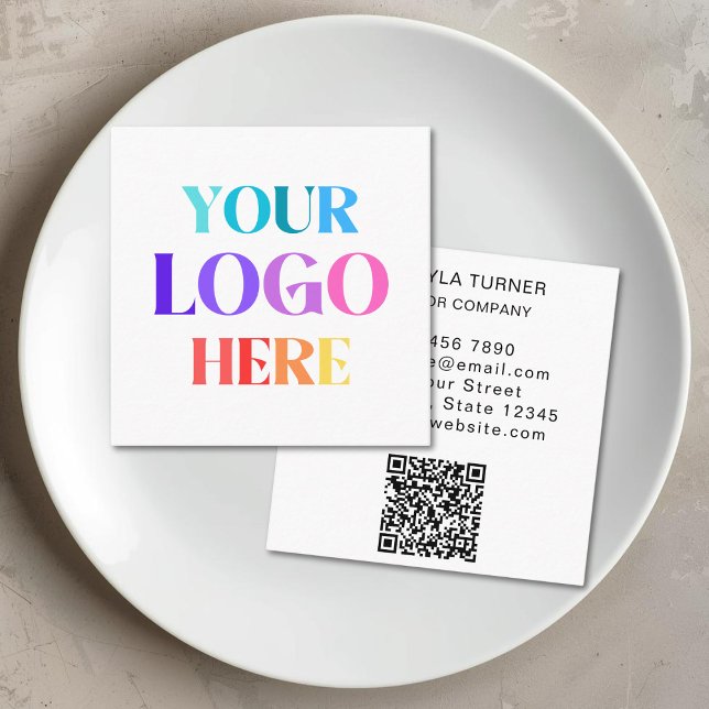 Carte De Visite Carré Code QR Logo (Créateur téléchargé)