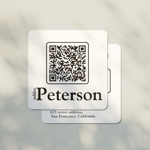 Carte De Visite Carré Code QR logo personnalisé noir et blanc
