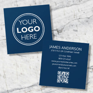 Carte De Visite Carré Code QR Logo Professionnel Minimaliste Moderne Mar