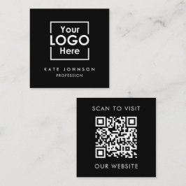 Carte De Visite Carré Code QR Logo professionnel noir blanc
