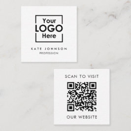 Carte De Visite Carré Code QR Logo professionnel noir blanc