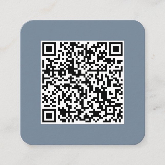 Carte De Visite Carré Code QR-Médias sociaux-Moderne-Bleu simple-Dusty (Devant)