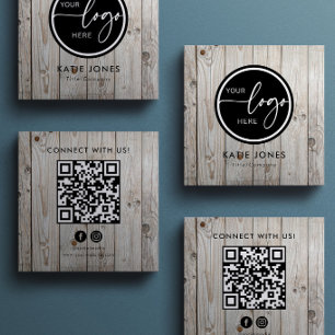 Carte De Visite Carré Code QR Menuiserie Logo Personnalisé Connectez-vou
