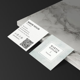 Carte De Visite Carré Code QR minimaliste Carré Médias sociaux