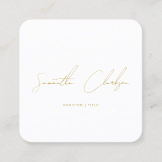 Carte De Visite Carré Code QR minimaliste manuscrit or et beige