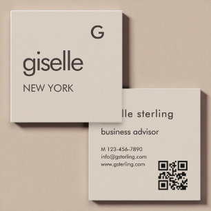 Carte De Visite Carré Code QR Neutre Luxe