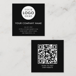 Carte De Visite Carré Code QR noir Logo Minimaliste Professionnel
