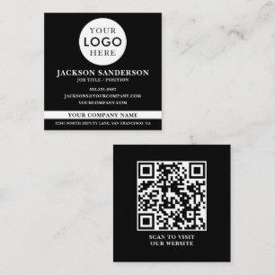 Carte De Visite Carré Code QR noir professionnel de logo personnalisable