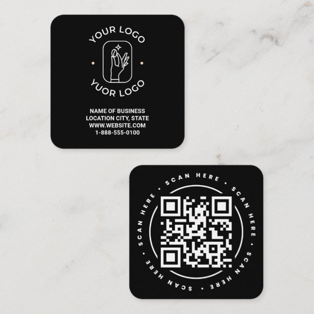 Carte De Visite Carré Code QR Personnalisé (Devant / Derrière)