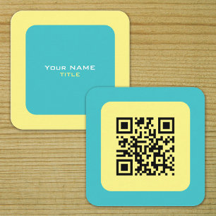 Carte De Visite Carré Code QR personnalisé Jaune et bleu