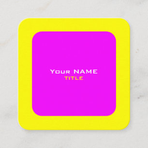 Carte De Visite Carré Code QR personnalisé Néon rose et jaune