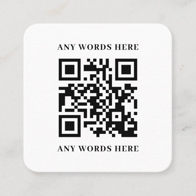 Carte De Visite Carré Code QR personnalisé noir élégant avec logo (Devant)