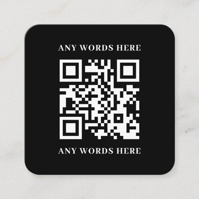 Carte De Visite Carré Code QR personnalisé noir élégant avec logo (Devant)