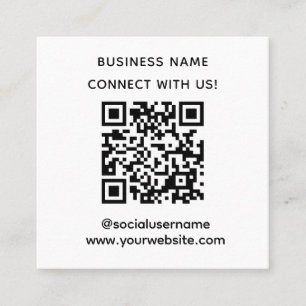Carte De Visite Carré Code QR personnalisé simple Connectez-vous avec no