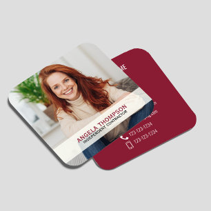 Carte De Visite Carré Code QR Photo Moderne Connectez-vous Avec Moi Bord