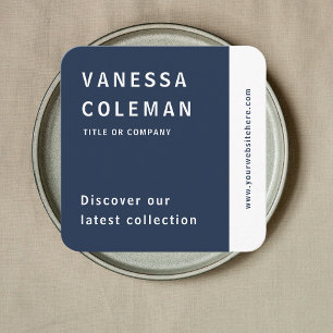 Carte De Visite Carré Code Qr professionnel Marine Bleu médias sociaux