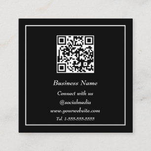 Carte De Visite Carré Code QR professionnel numérisé noir blanc