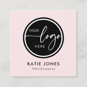 Carte De Visite Carré Code QR Rose Logo Personnalisé Scannez le Code