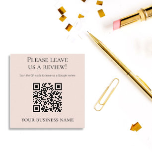Carte De Visite Carré Code QR Rose Moderne Avis Google