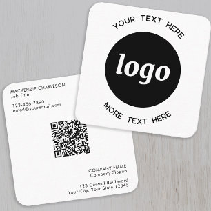 Carte De Visite Carré Code QR simple logo et texte