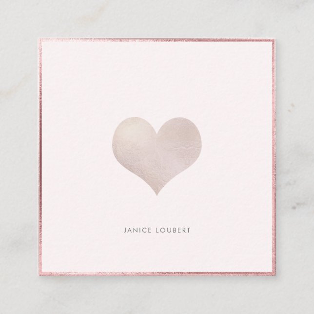 Carte De Visite Carré Coeur de PixDezines| Faux Métallurgie (Devant)