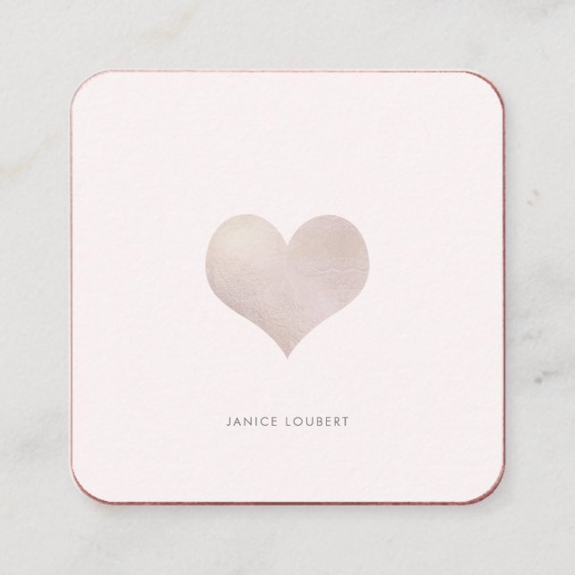 Carte De Visite Carré Coeur de PixDezines| Faux Métallurgie Carré Busi (Devant)