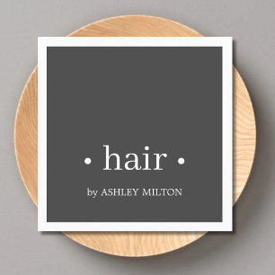 Carte De Visite Carré Coiffeur blanc gris minimaliste