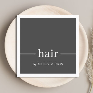 Carte De Visite Carré Coiffeur blanc gris minimaliste