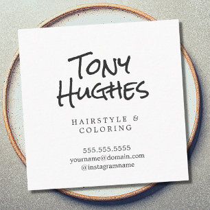 Carte De Visite Carré Coiffeur blanc minimaliste élégant